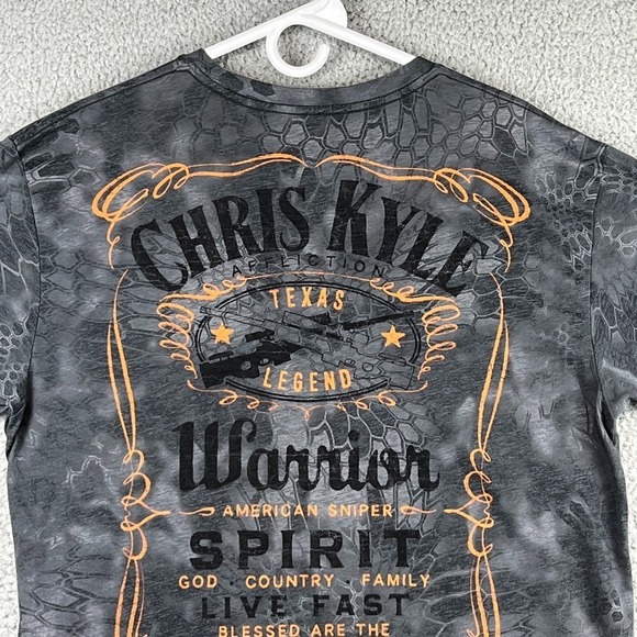 Chris Kyle Affliction T Shirt XL American Sniper Grey Kryptek Camo Short Sleeve - Picture 6 of 13